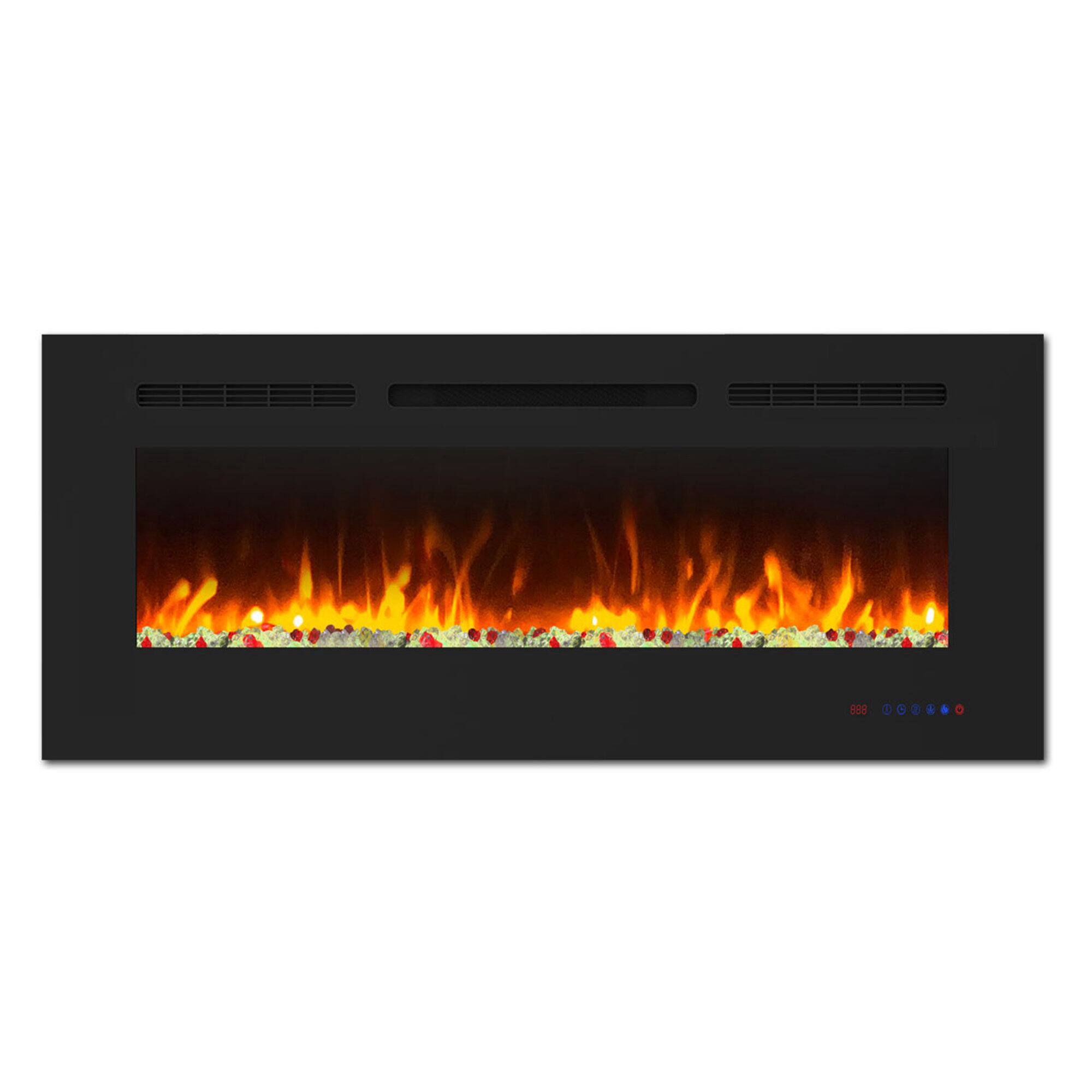 Alt View 6. Ihomeadore - 42" Electric Wall-Mounted  Recessed Fireplace Insert with Remote, Adjustable Flame Color & Speed - Black.