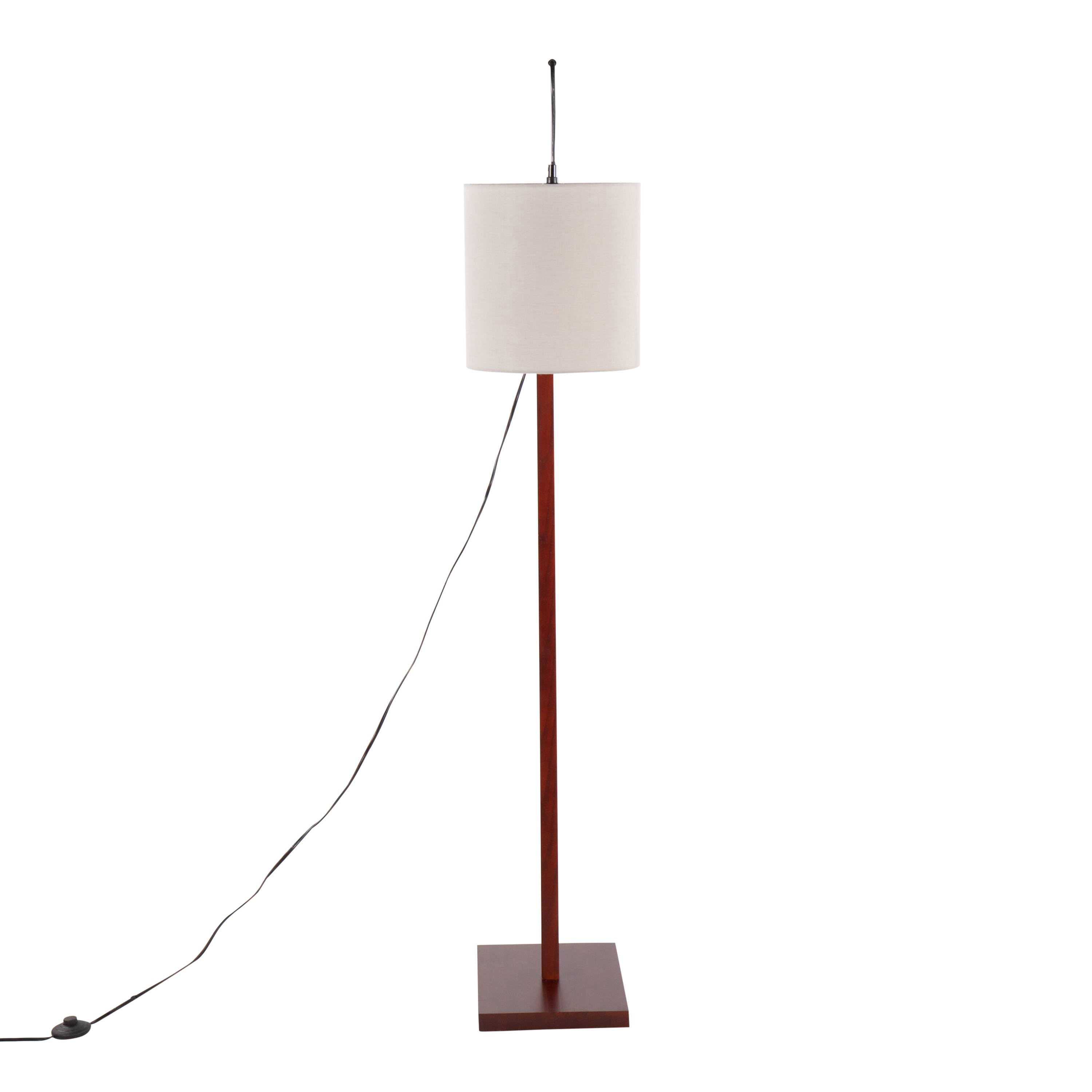 Left. Loheer - Loheer Floor Lamp Walnut Wood and Satin Nickel with Grey Fabric Shade Modern Standing Light for Living Room Bedroom - Acacia Wood.