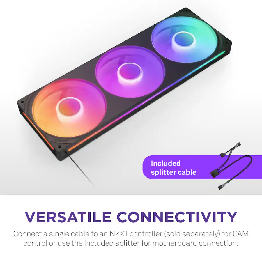 NZXT F360 RGB Core 360mm Single Frame Case Fan Unit with 3 x 120mm RGB ...