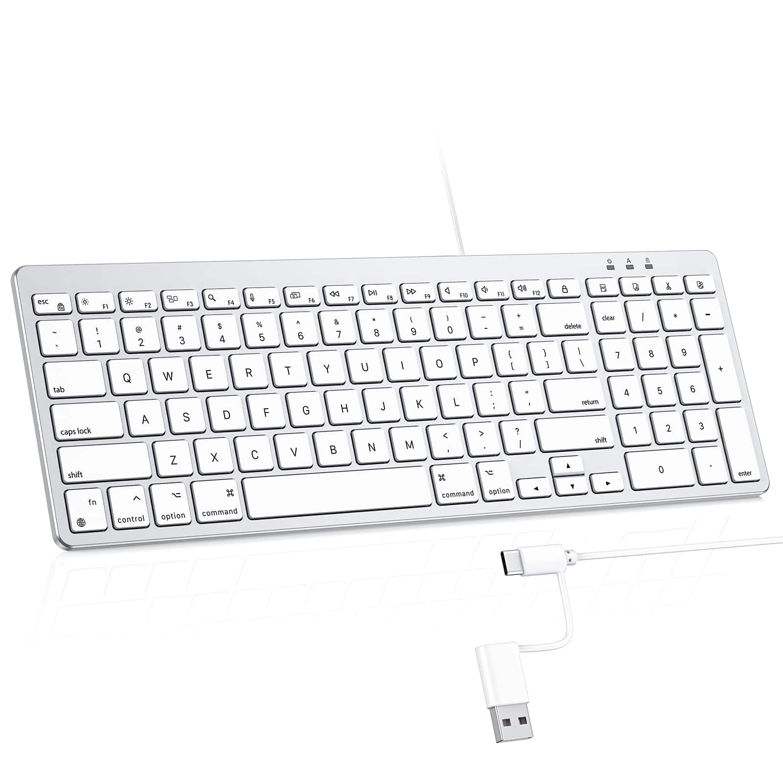 Pacoar Cade - Wired Compatible With Dual Interface (usb And Type-c) Numeric Keypad Macbook Pro/air Imac Mini/pro Laptop ONLY - Silver