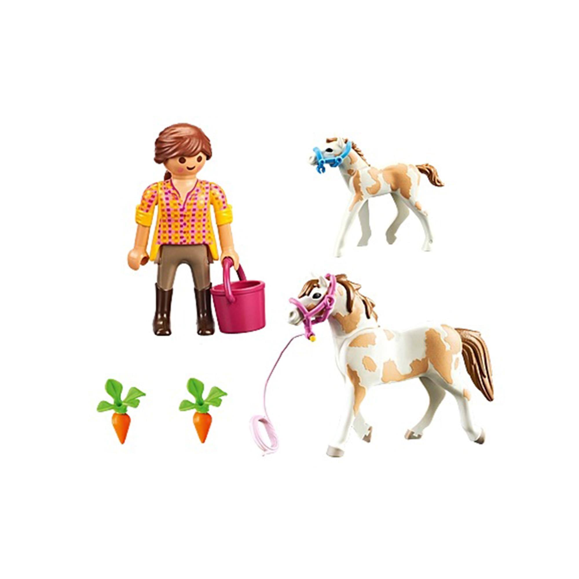 Alt View 1. Playmobil - Playmobil 71243 Country Horse with Foal Building Set - Beige.