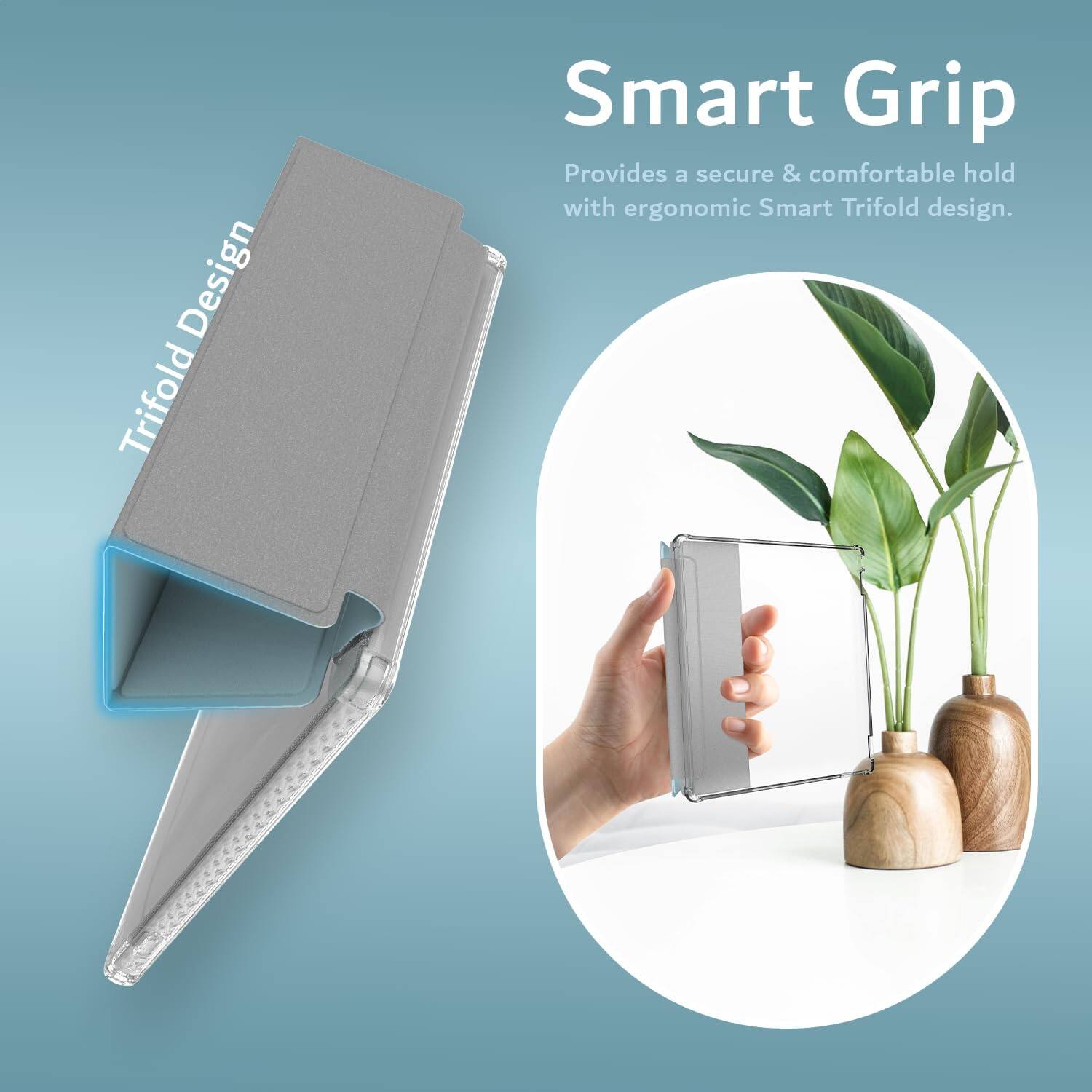 Smart Grip  
Provides a secure & comfortable hold with ergonomic Smart Trifold design.