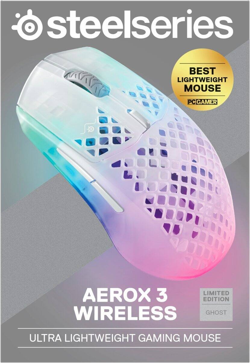 Steelseries Aerox 3 Wireless Limited Edition Ghost Ultra Lightweight Gaming Mouse.