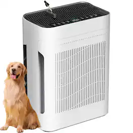 GlowWise - Air purifier (3000 sq ft) with washable H13 HEPA filter, dual intakes, PM2.5 sensor, 22dB - White
