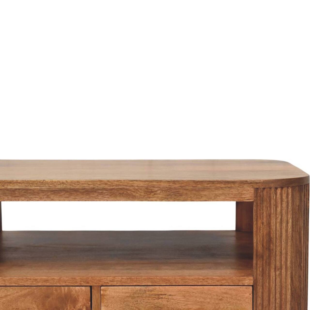 Back. Artisan Furniture - Artisan Furniture Solid Wood Briarwood Fluted Coffee Table, 2 Drawers, Brown - Brown.