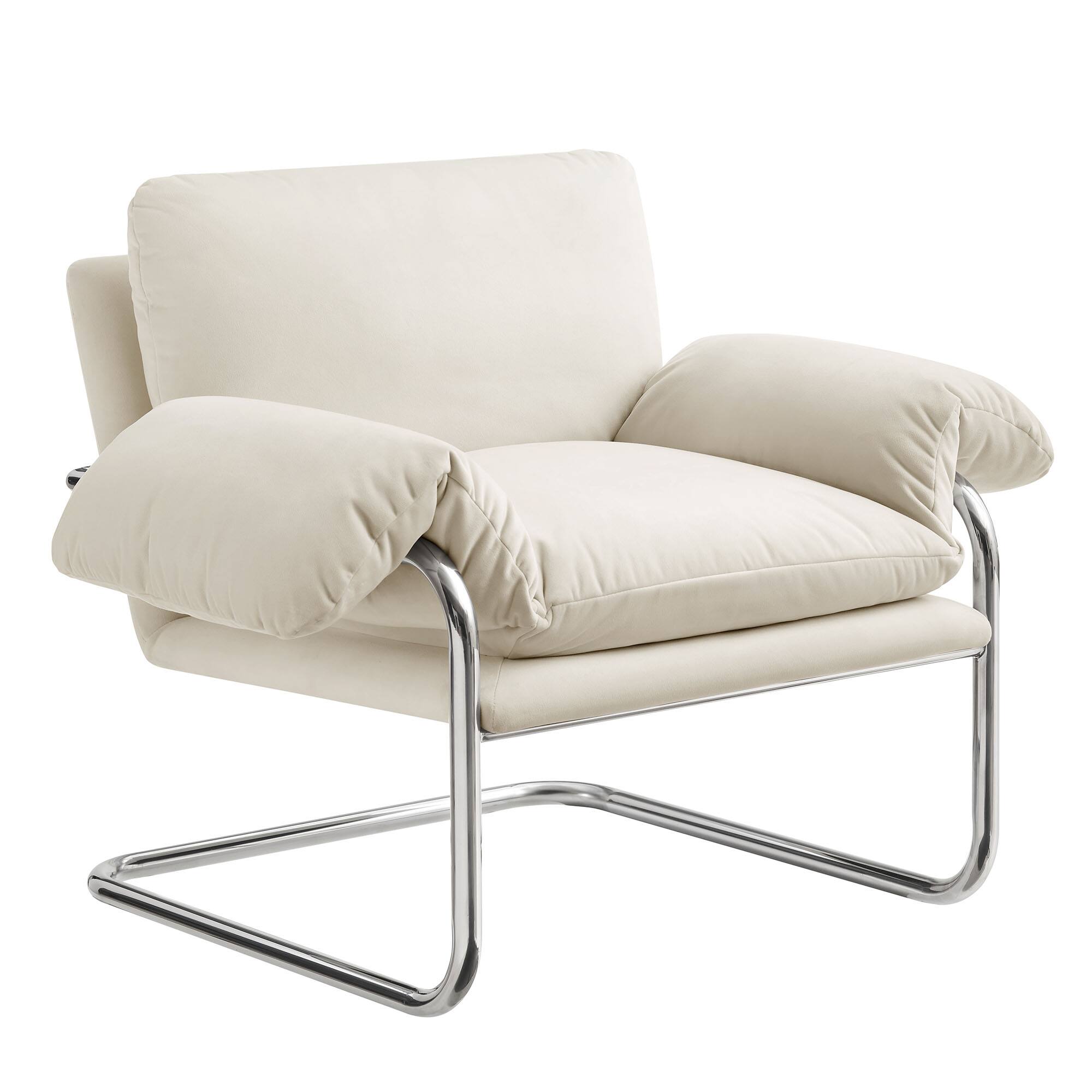 Angle. Modway - Ansel Performance Velvet Accent Chair by Modway - Alabaster.