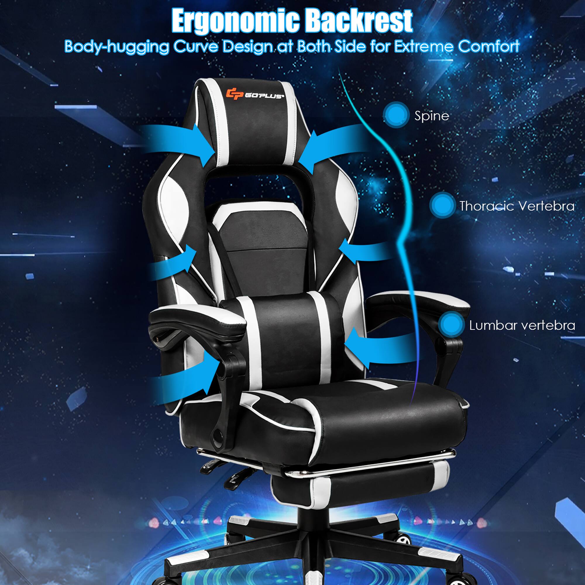 Ergonomic Backrest Body-hugging Curve Design at Both Side for Extreme Comfort. G SOPLUS Spine Thoracic Vertebra Lumbar vertebra.
