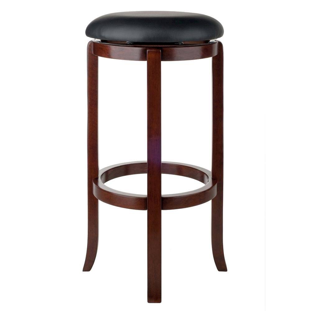 Back. FurniFact - Bar Stool - Walnut / Black.