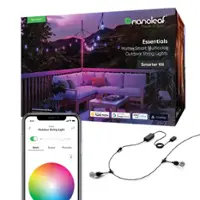 Nanoleaf - Essentials Smart Multicolor Outdoor String Lights Smarter Kit – 49 feet - White and Colors - Front_Zoom