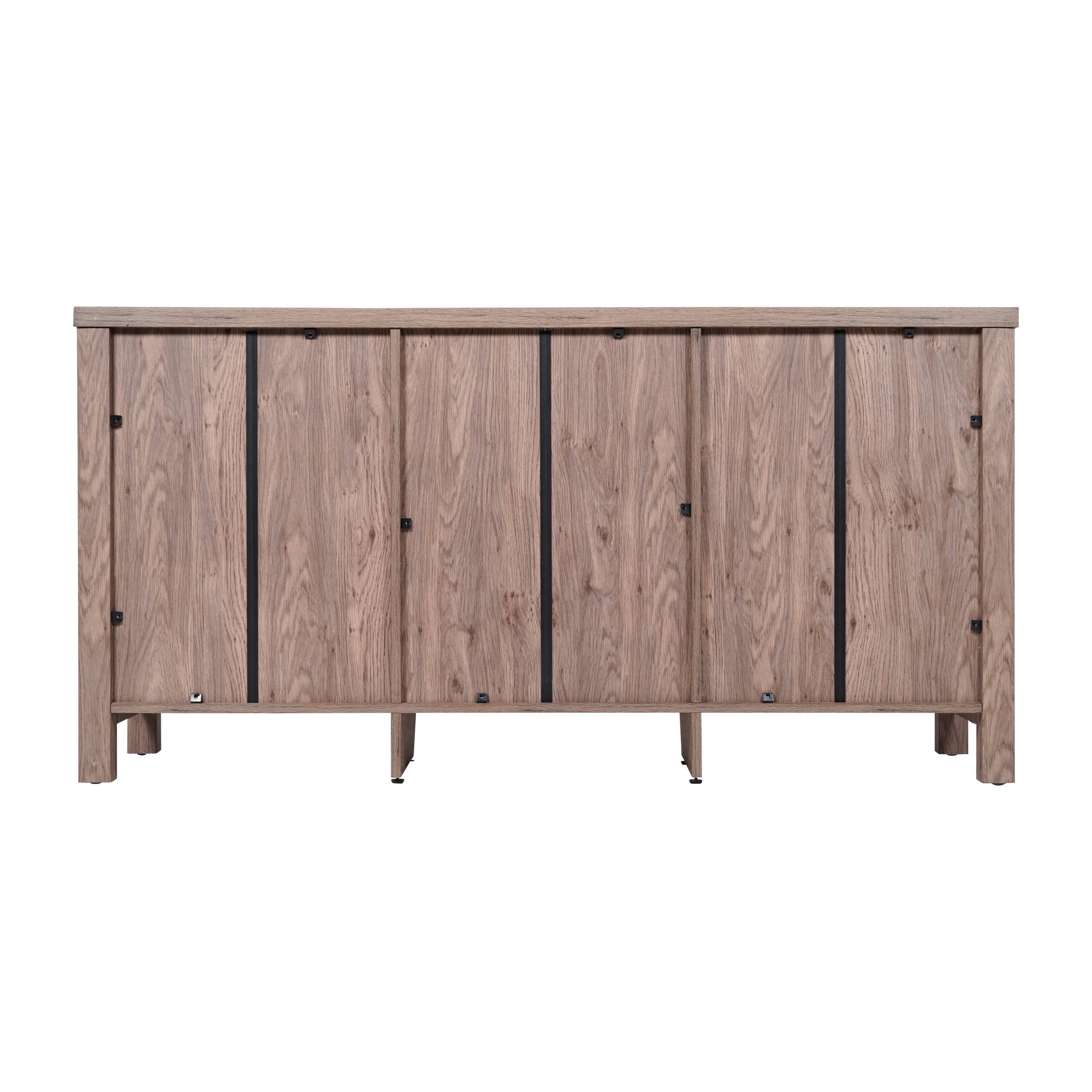 Alt View 5. Emma + Oliver - Engineered Wood Buffet Cabinet w/ Storage, 2 Drawers, 2 Glass Doors - Brown.