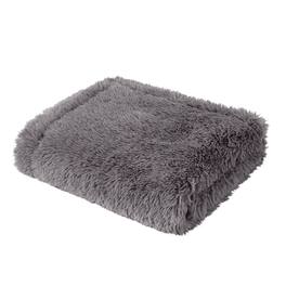 Gracie Mills - Stephens Solid Plush Faux Fur Throw Blanket - Gray