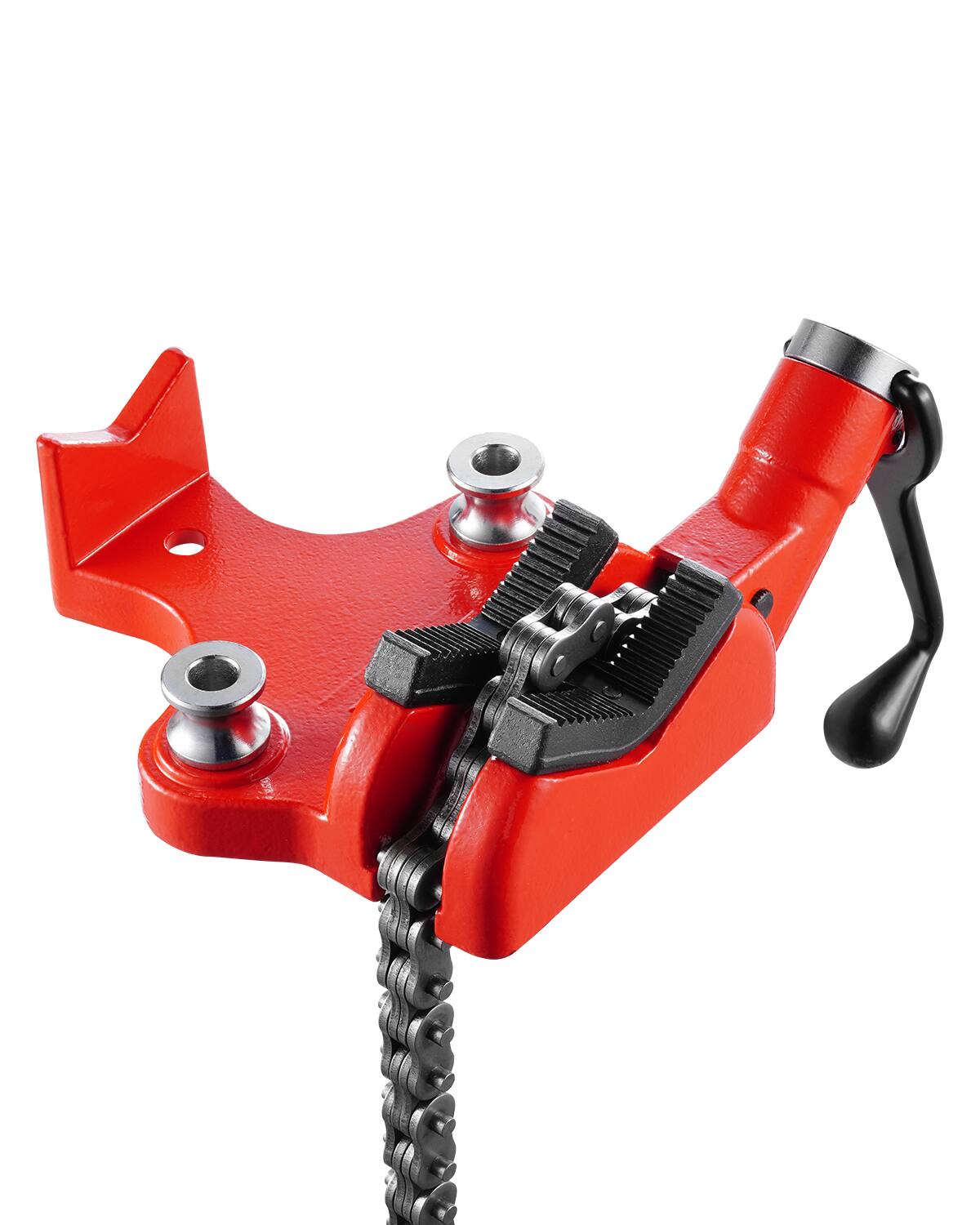 Front. VEVOR - Heavy-Duty Pipe Chain Vise, 1/4" - 6" Pipe Capacity, 28" Rugged Chain & Cast Iron Base, Industrial-Grade Pipe Clamping - Red.