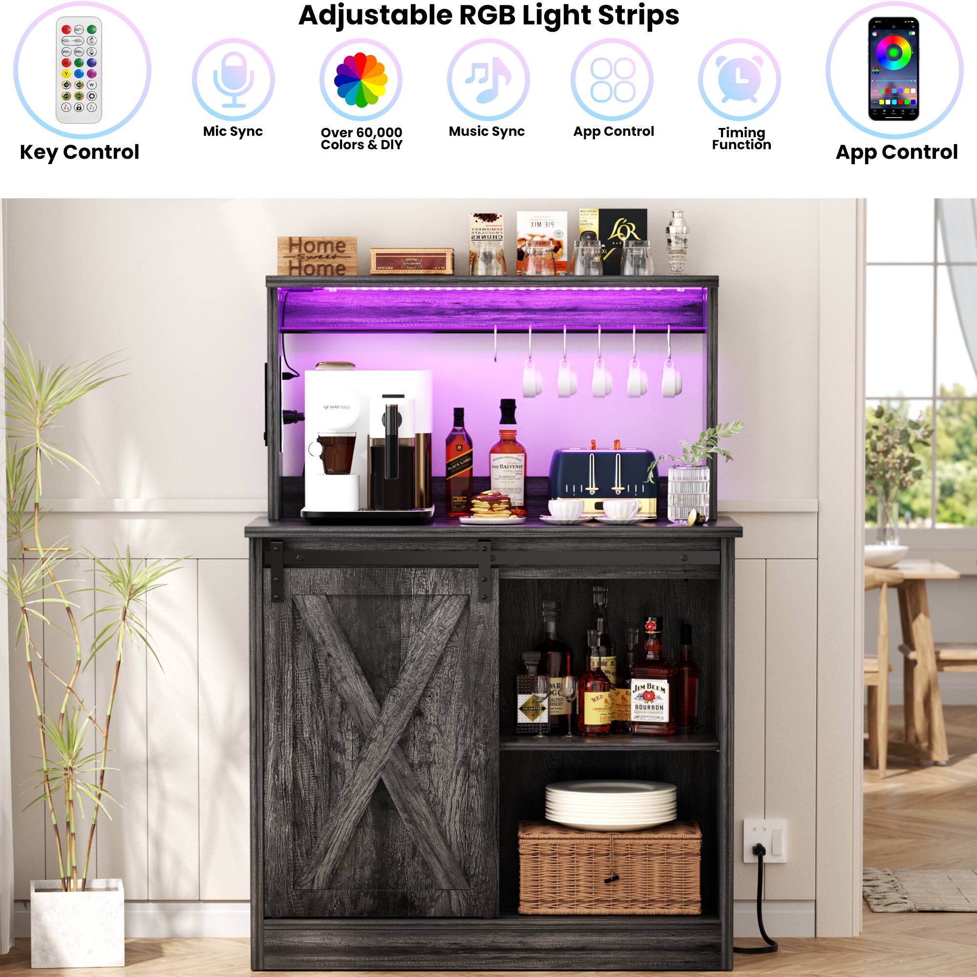 Adjustable RGB Light Strips

- Key Control
- Mic Sync
- Over 60,000 Colors & DIY
- Music Sync
- App Control
- Timing Function
- App Control