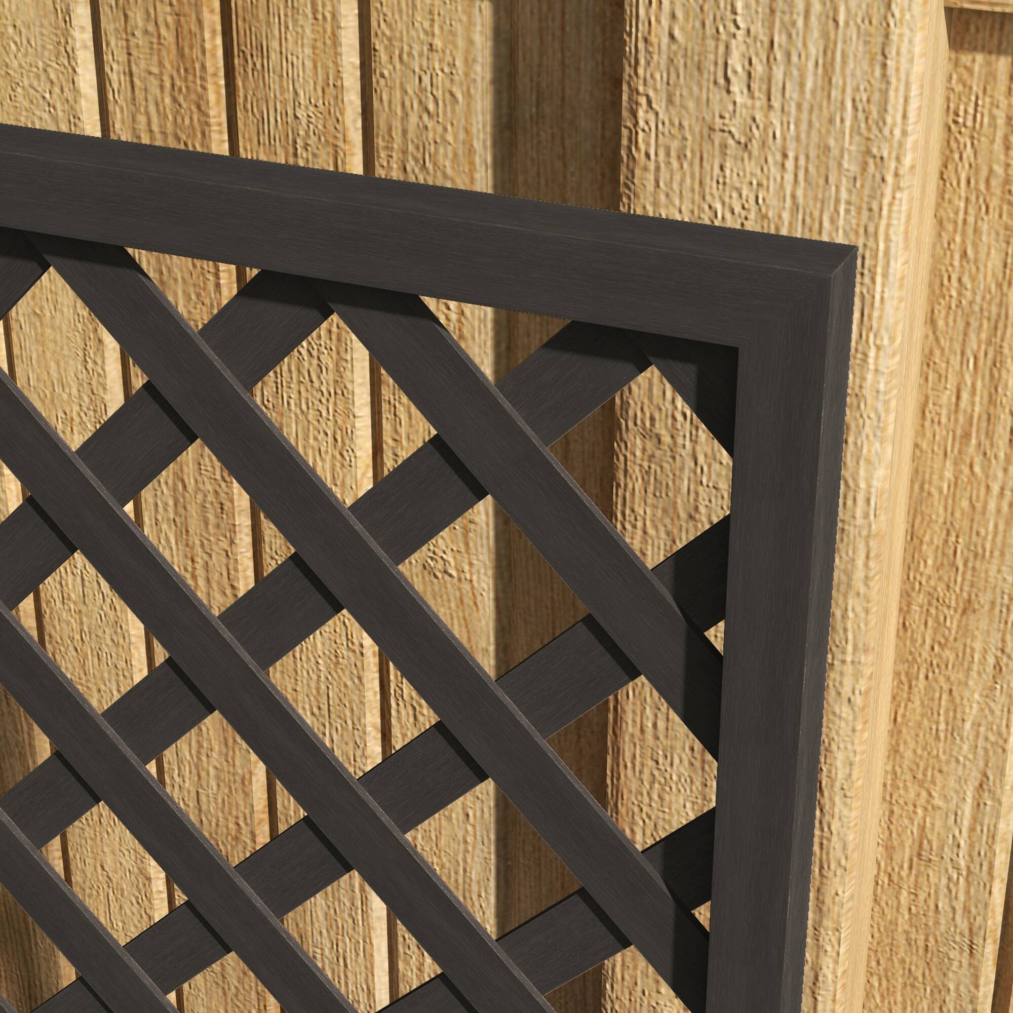 Alt View 7. Outsunny - Raised Garden Bed with Trellis Lattice, Wood Planter Box with Self Draining Gap, Freestanding Trellis Planter - Black.