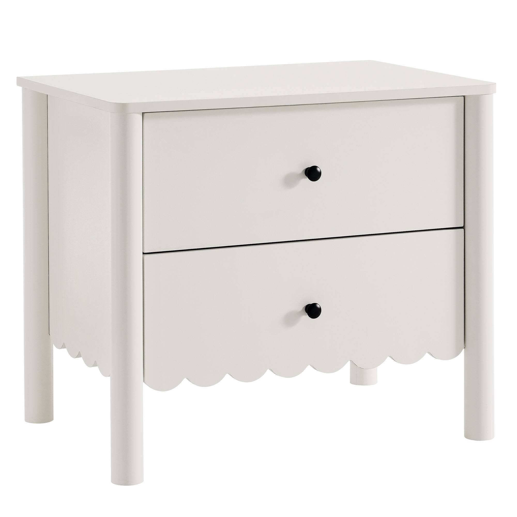 Angle. Modway - Emmeline Scalloped 2-Drawer Nightstand by Modway - White.