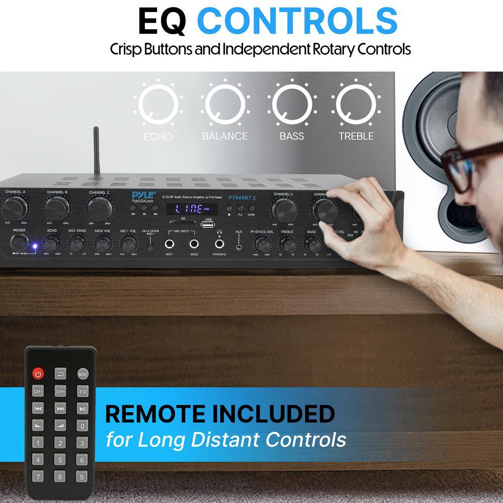 EQ CONTROLS  
Crisp Buttons and Independent Rotary Controls  

ECHO  
BALANCE  
BASS  
TREBLE  

REMOTE INCLUDED  
for Long Distant Controls