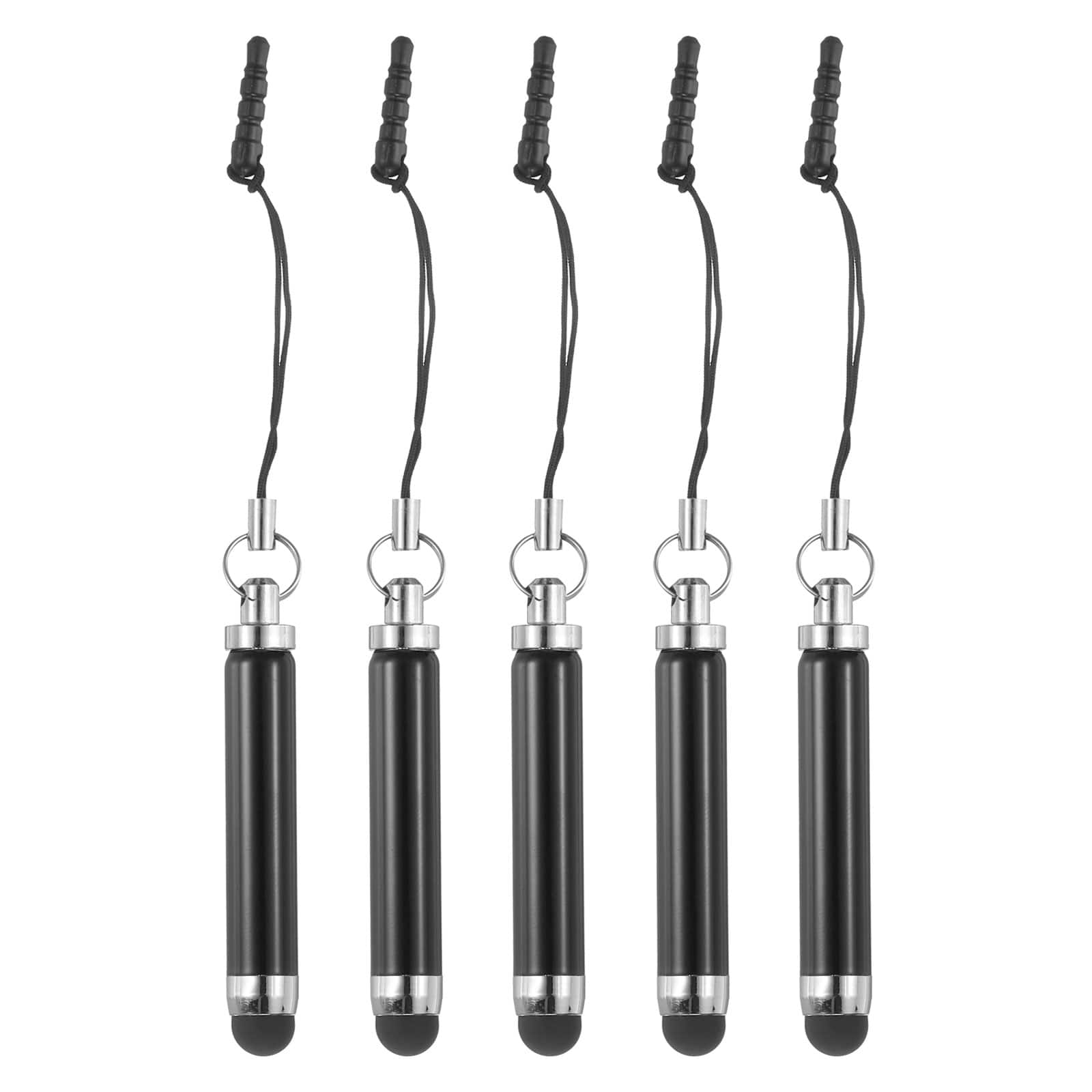 Unique Bargains - 5pcs Metallic Stylus Pen Retractable Aluminum Alloy Mini Capacitive Pens for Universal All Touch Screen Devices - Black