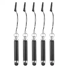 Front. Unique Bargains - 5pcs Metallic Stylus Pen Retractable Aluminum Alloy Mini Capacitive Pens for Universal All Touch Screen Devices - Black.