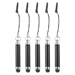 Unique Bargains - 5pcs Metallic Stylus Pen Retractable Aluminum Alloy Mini Capacitive Pens for Universal All Touch Screen Devices - Black