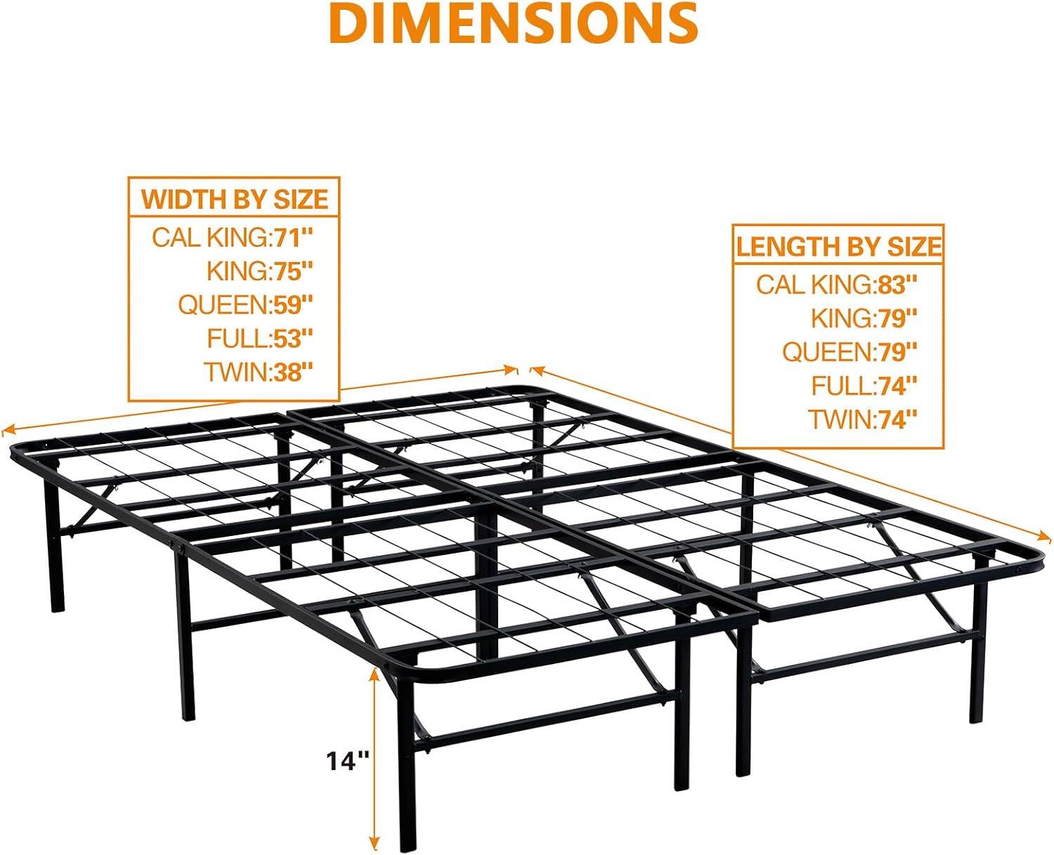 DIMENSIONS

WIDTH BY SIZE  
CAL KING: 71"  
KING: 75"  
QUEEN: 59"  
FULL: 53"  
TWIN: 38"

LENGTH BY SIZE  
CAL KING: 83"  
KING: 79"  
QUEEN: 79"  
FULL: 74"  
TWIN: 74"

14"