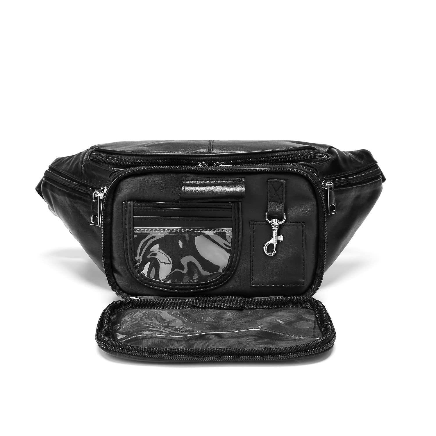 Alt View 2. Fabibe - Genuine Leather Large 7 Pocket Waist Pack With Organizer  Card Slots (black). MEASUREMENTS: 14 (max width including the. - Brown.