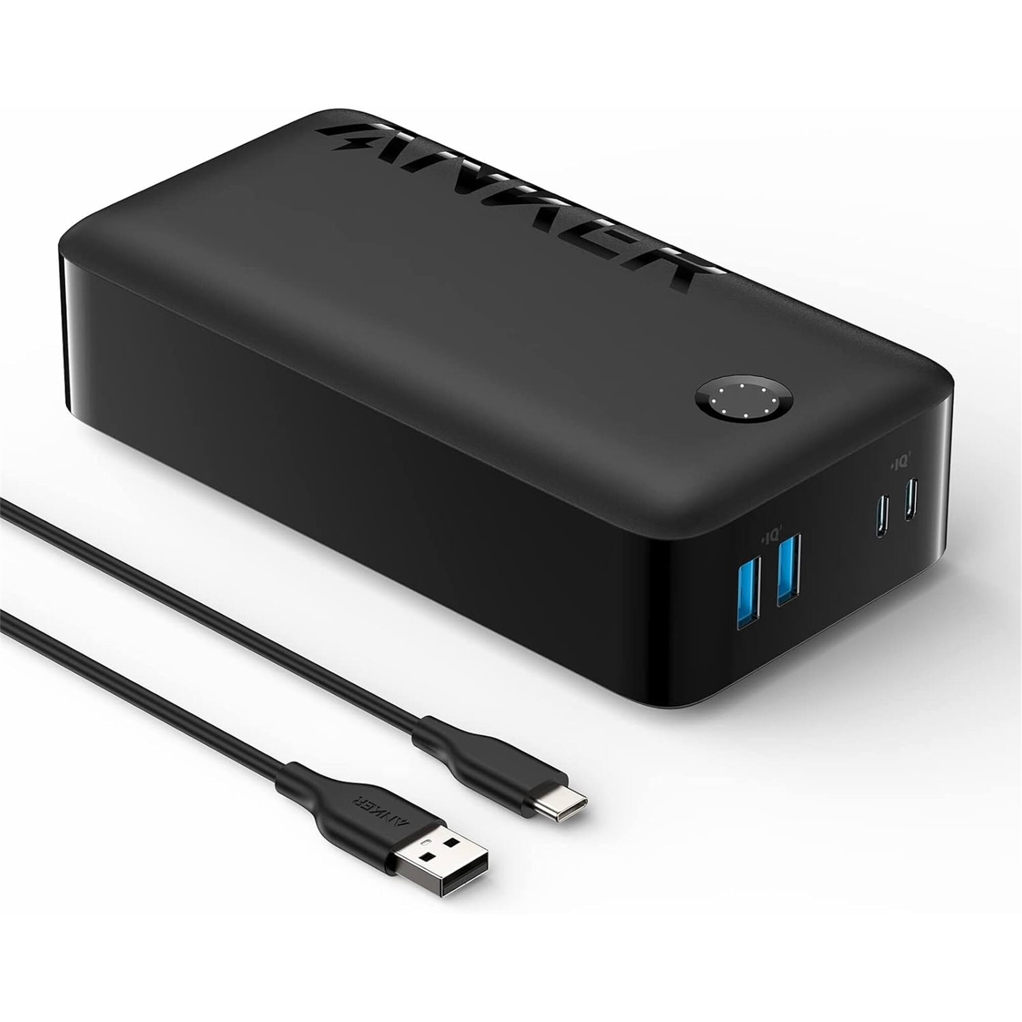 Anker - A1377012 10000mAh 2-Port Power Bank, - Black
