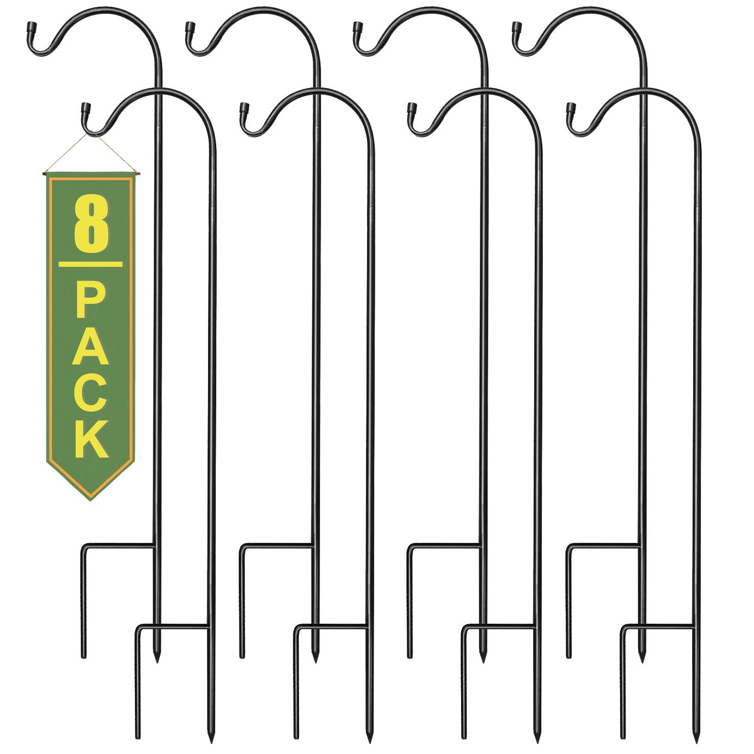 Front. Sorbus - Sorbus Shepherds Hooks for Outdoor - Set of 8 Extendable Garden Planter Stakes for Bird Feeders, Outdoor Décor - Black.