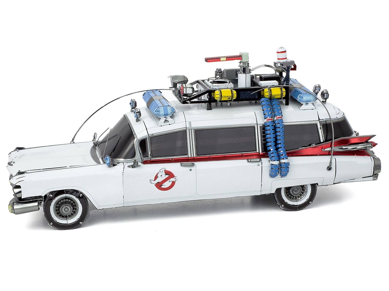 Angle. Metal Earth - Model Kit Ecto-1 Car White "Ghostbusters" (1984) Movie (Challenging Difficulty) Steel Model by Metal Earth - White.