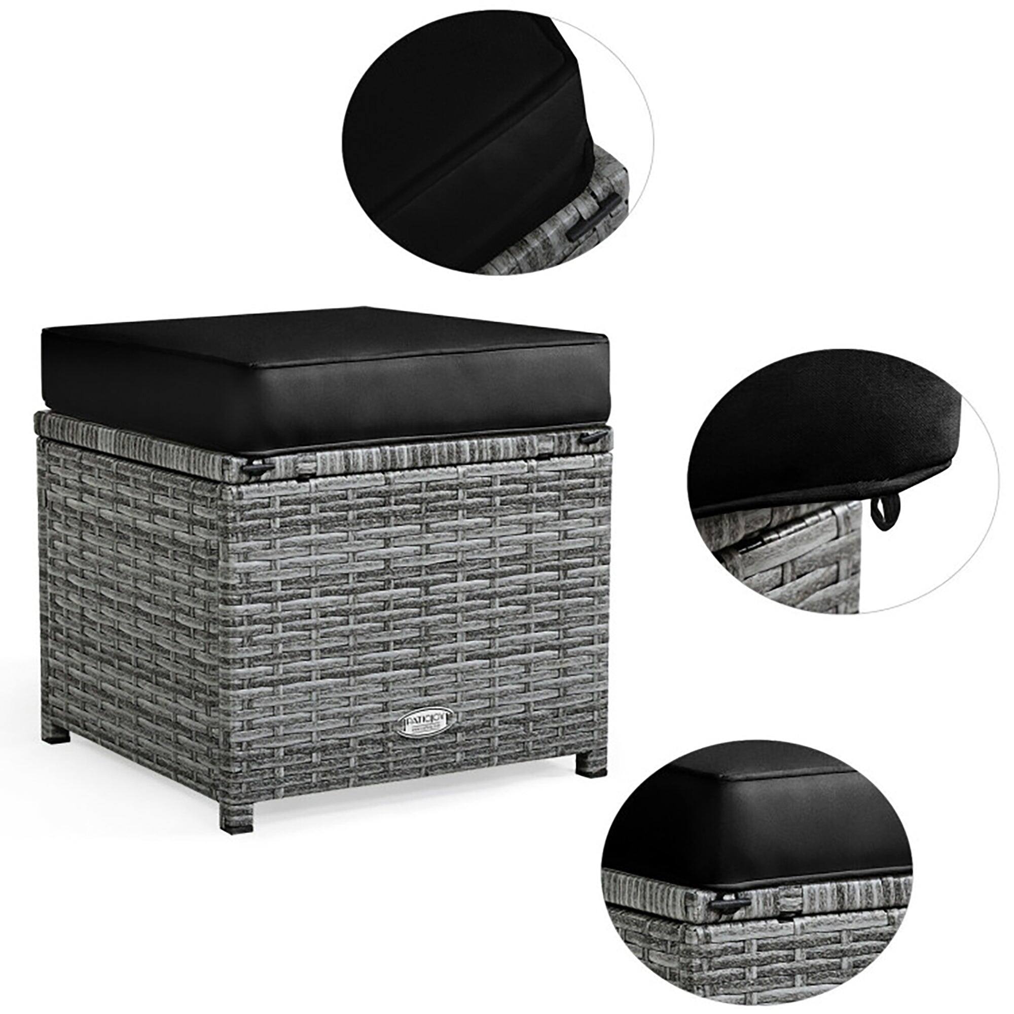 Alt View 5. Boyel Living - 7 Pieces Outdoor Wicker Sectional Sofa Set with Dining Table - Black.