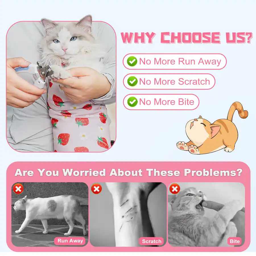 Supet Cat Wrap for Cutting Nails 2025 Self Adherent Cat Grooming Wrap