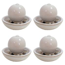 Sunnydaze - Ceramic Indoor Tabletop Water Fountain with Orb - White