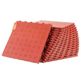 VEVOR - Garage Tiles Interlocking, 12 x 12 x 0.53 inch 50 Pack Garage Floor Covering Tiles, Non-Slip Double-Sided Texture Garage - Red