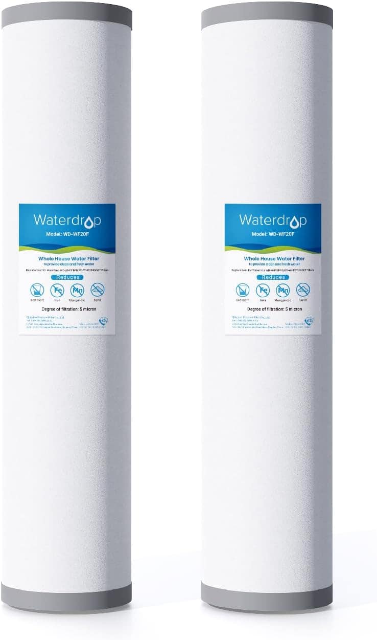 Waterdrop - Whole House Water Filter, Carbon Filter, Reduce Iron & Manganese Filter Cartridge - White