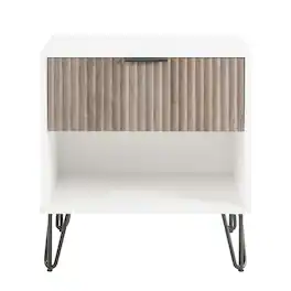 Manhattan Comfort - Dumbo Modern 20" Fluted Nightstand - Rustic Gray and White