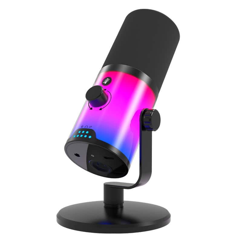 Cluzine - Gaming Streaming Microphone RGB Wired XLR USB Cardioid Dynamic Mic Noise Cancelling for Esports Live Chat - Black