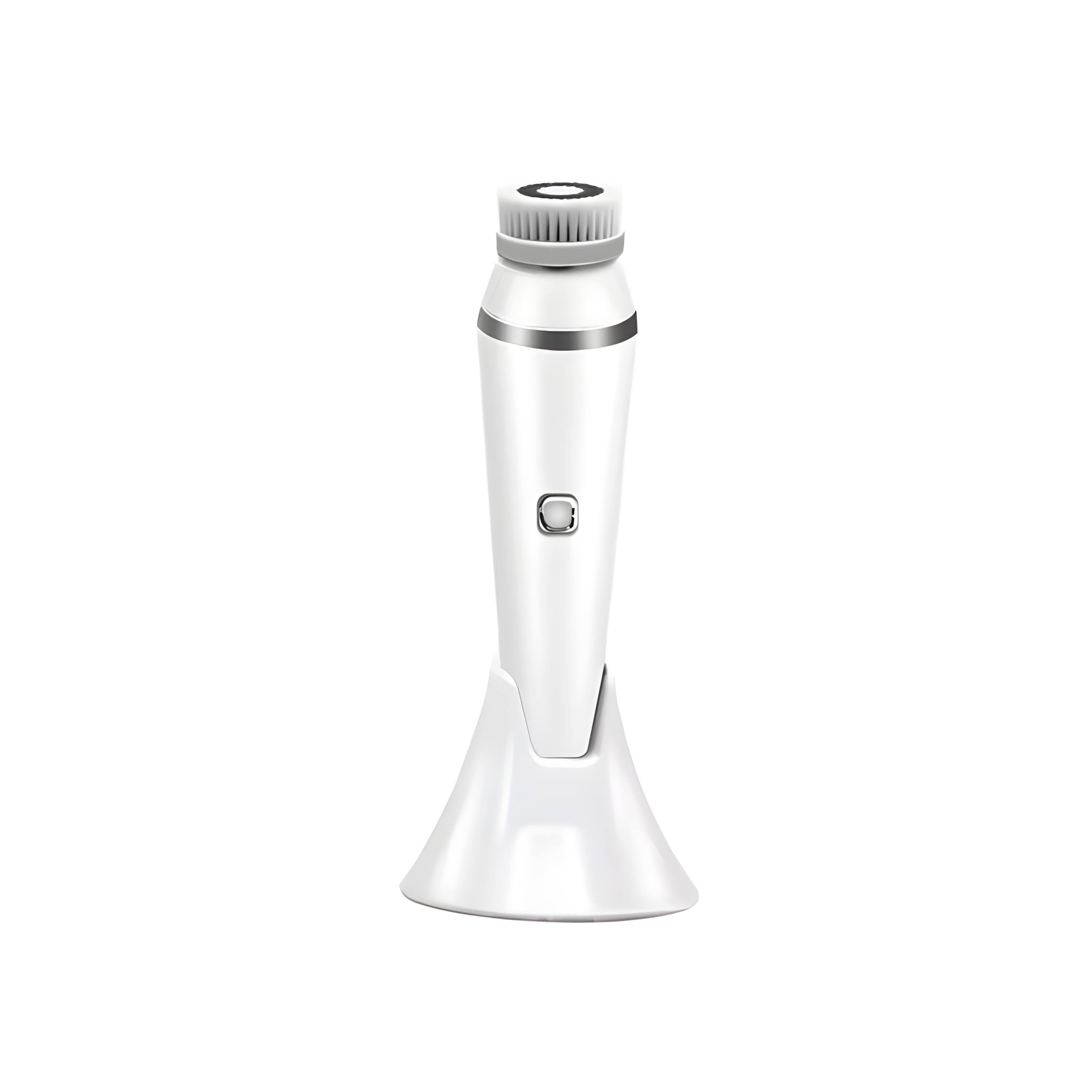 Front. Cluzine - Electric Facial Cleansing Brush with 3 Speeds, 2 Replaceable Heads & USB Charging.