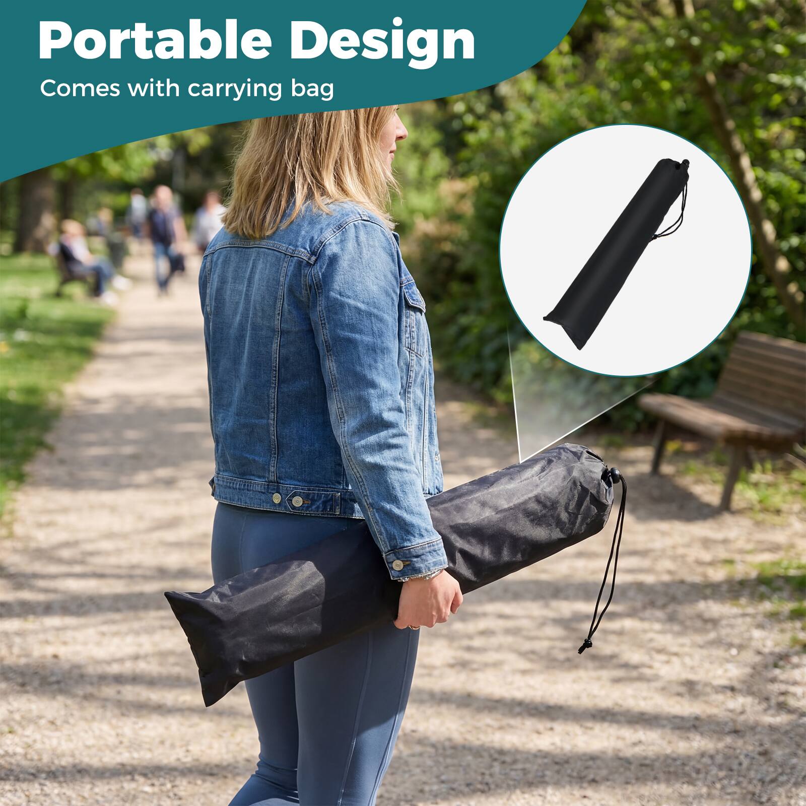 Portable Design  
Comes with carrying bag