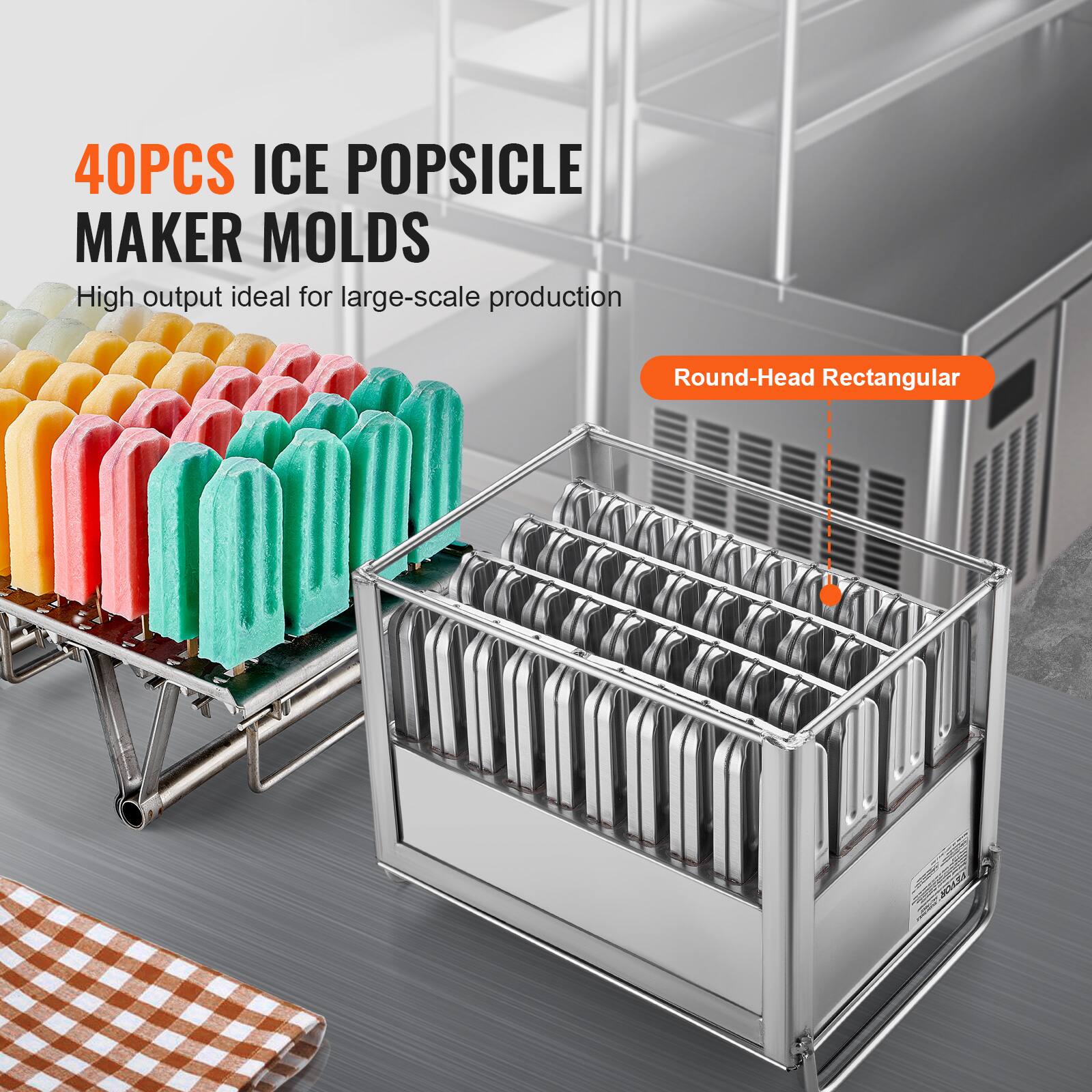 40PCS ICE POPSICLE MAKER MOLDS

High output ideal for large-scale production

Round-Head Rectangular