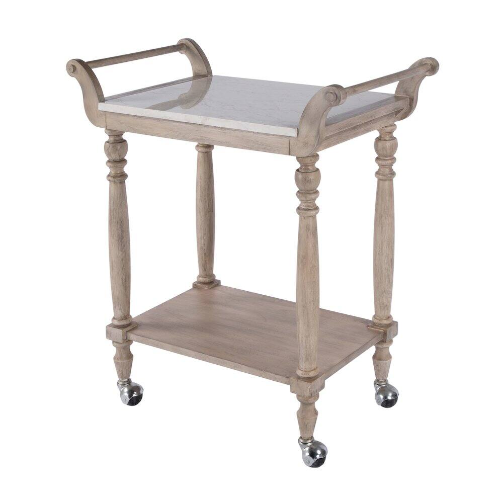 Alt View 1. Butler Specialty - Danielle Marble Bar Cart - Tan/Beige.