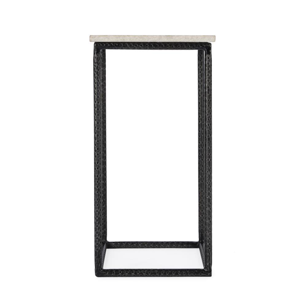 Alt View 2. Butler Specialty - Mabel Marble and Hammered Iron Side Table - White And Black.