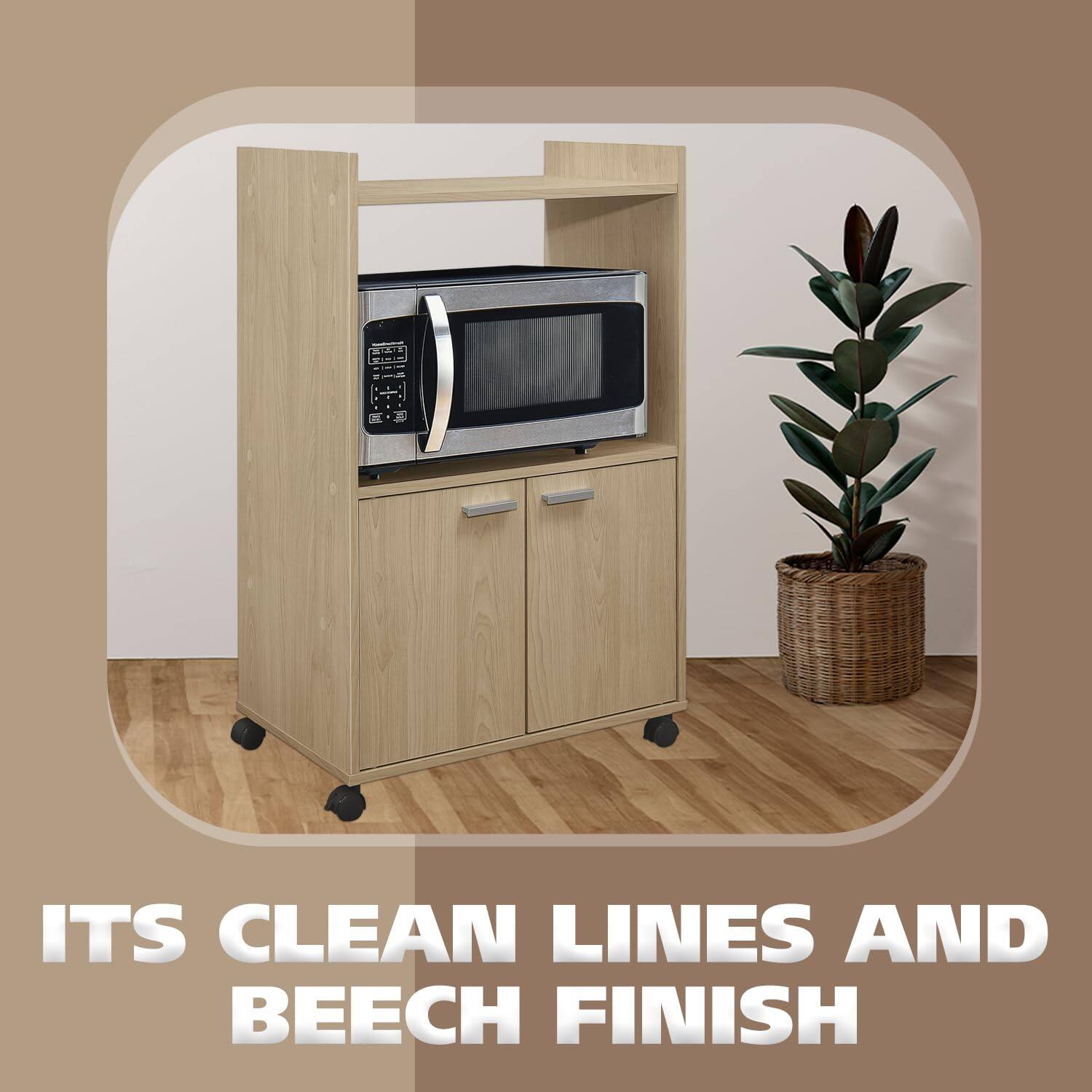 ITS CLEAN LINES AND BEECH FINISH