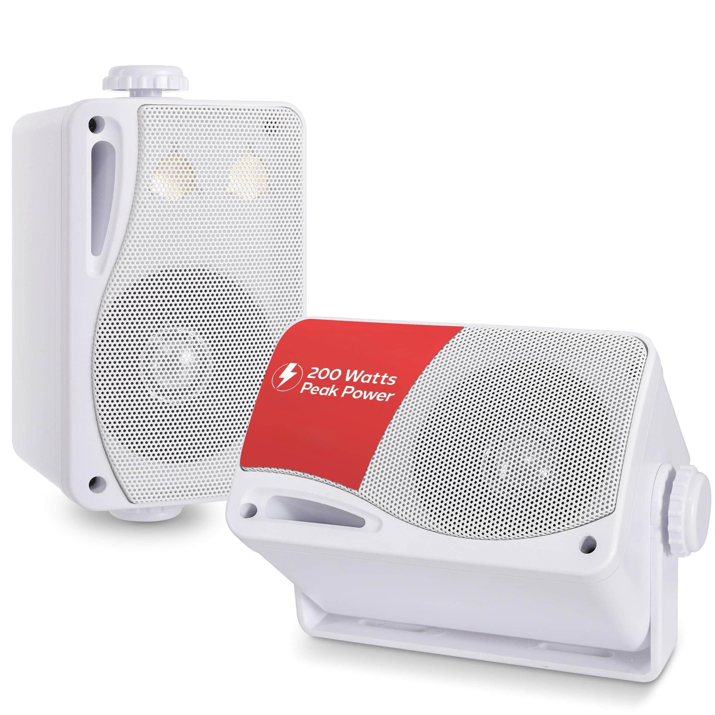 Pacoar Cade - 3-way Indoor Outdoor Box System Watt Compact Wall Mount Speakers Home Patio Deck Garage Poolside 3-way Indoor & Outdoor - Default