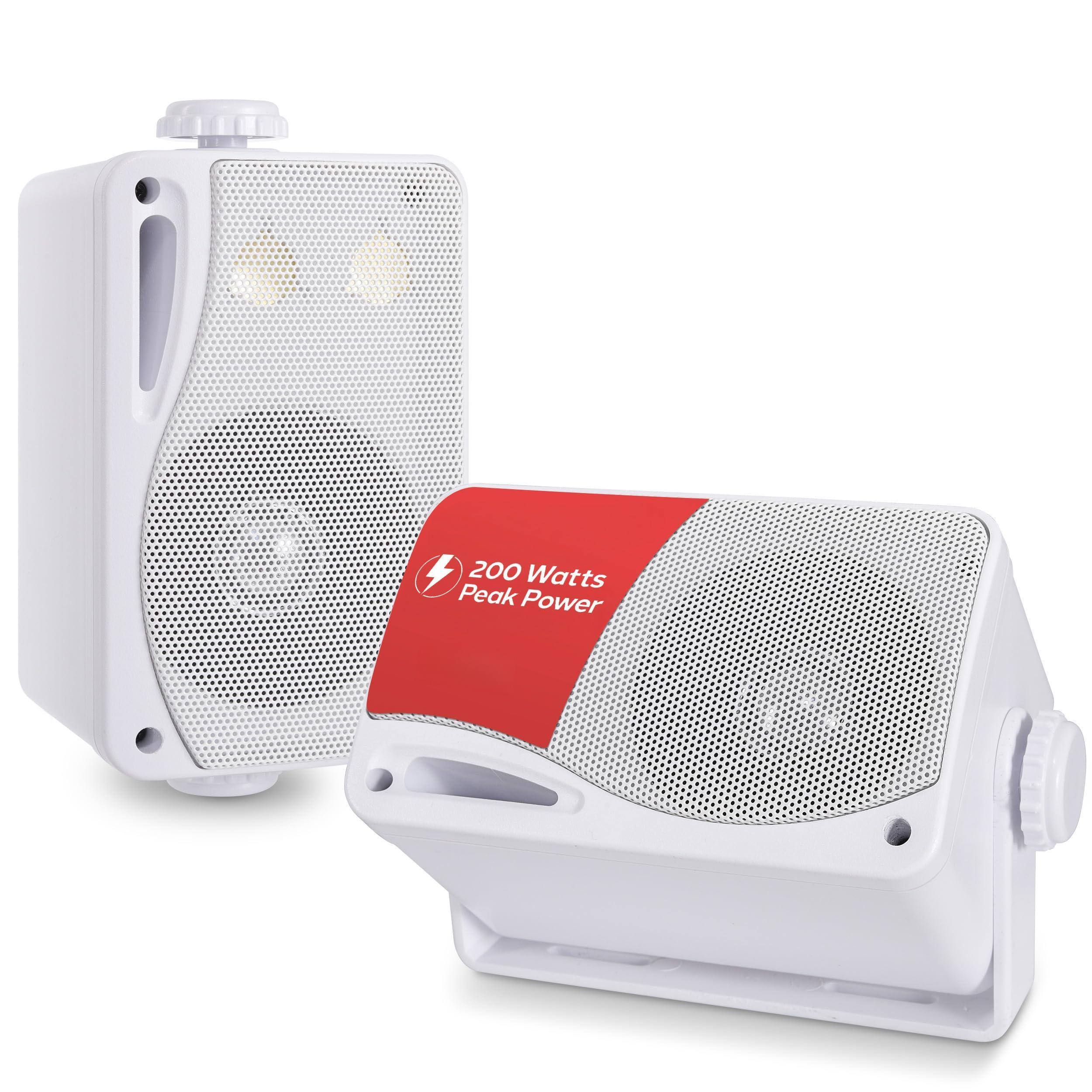 Pacoar Cade - 3-way Indoor Outdoor Box System Watt Compact Wall Mount Speakers Home Patio Deck Garage Poolside 3-way Indoor & Outdoor - Default