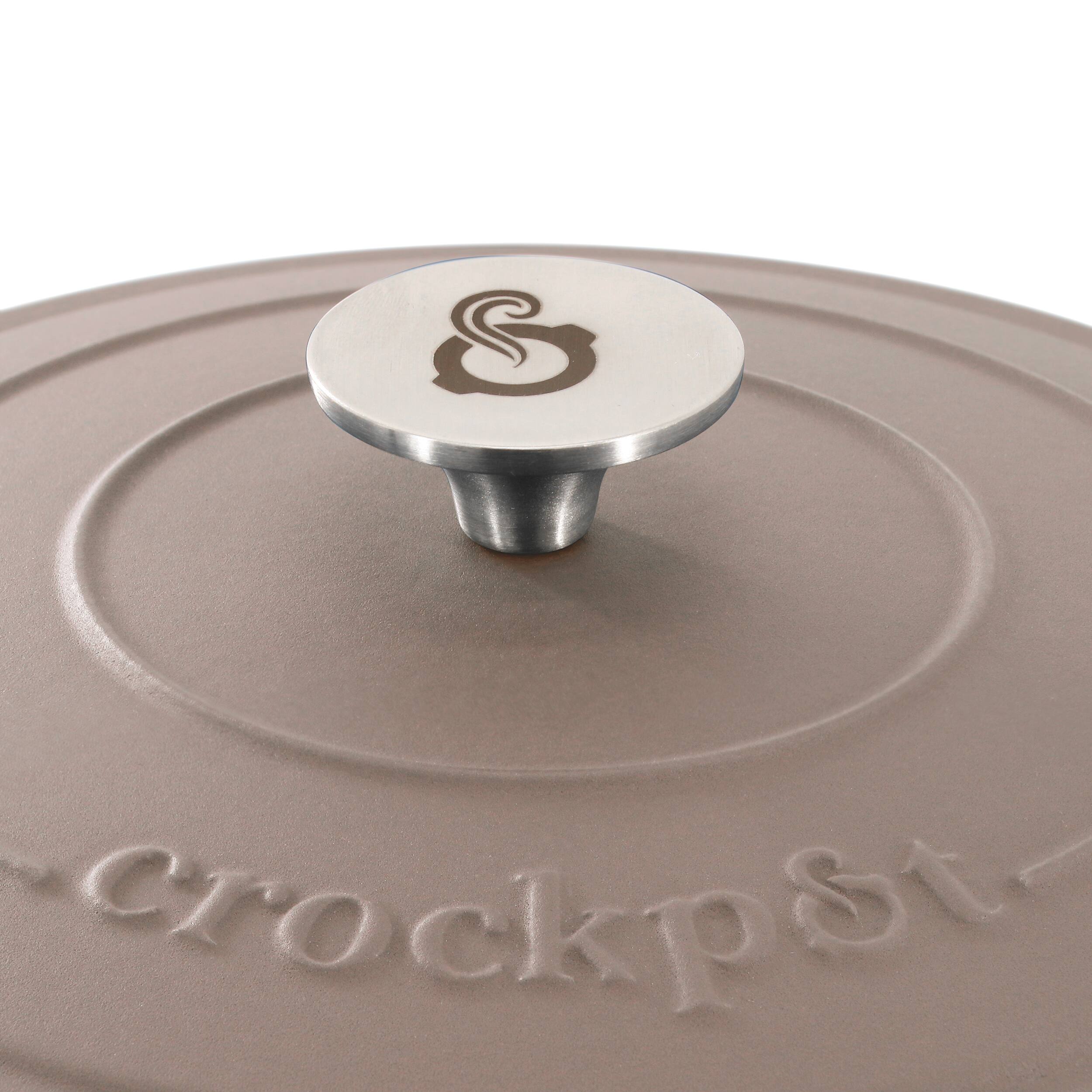 Alt View 4. Crockpot - Crockpot Artisan 5 Quart Enameled Cast Iron Dutch Oven in Matte Dusty Pink - Pink.