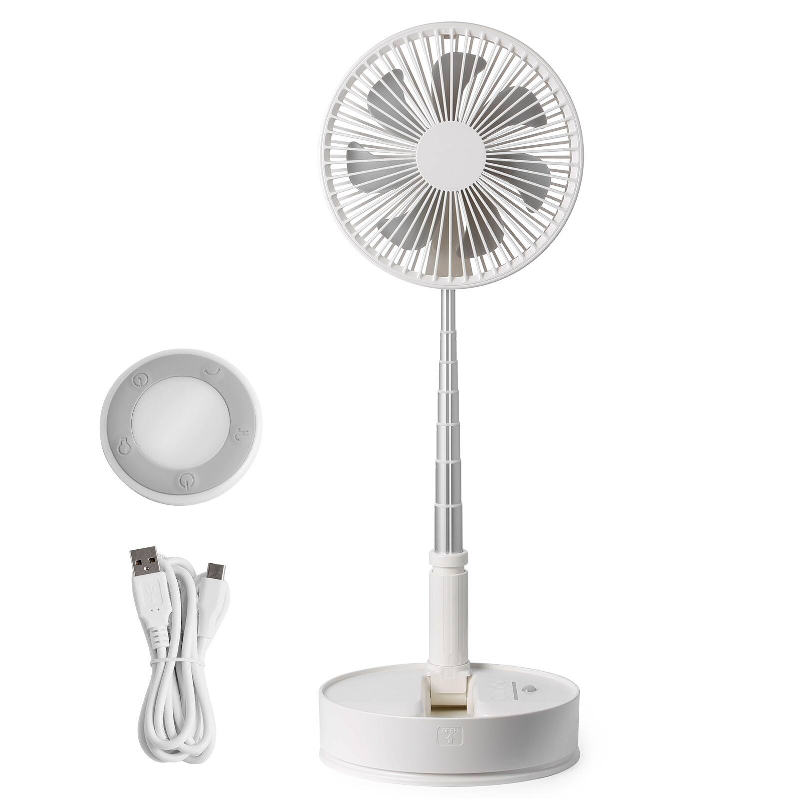 Alt View 5. VEVOR - 8 Inch Foldable Oscillating Standing Fan with Remote Control, 4 Speed Portable Desk Quiet Fan, 7200mah Rechargeable USB - White.