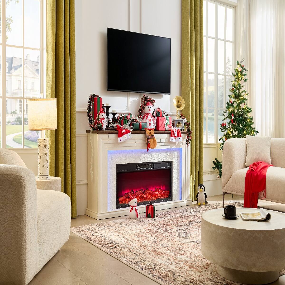 Alt View 2. Loheer - Loheer 42 inch electric fireplace insert, recessed in wall fireplace heater, 750W/1500W, Black - Black.