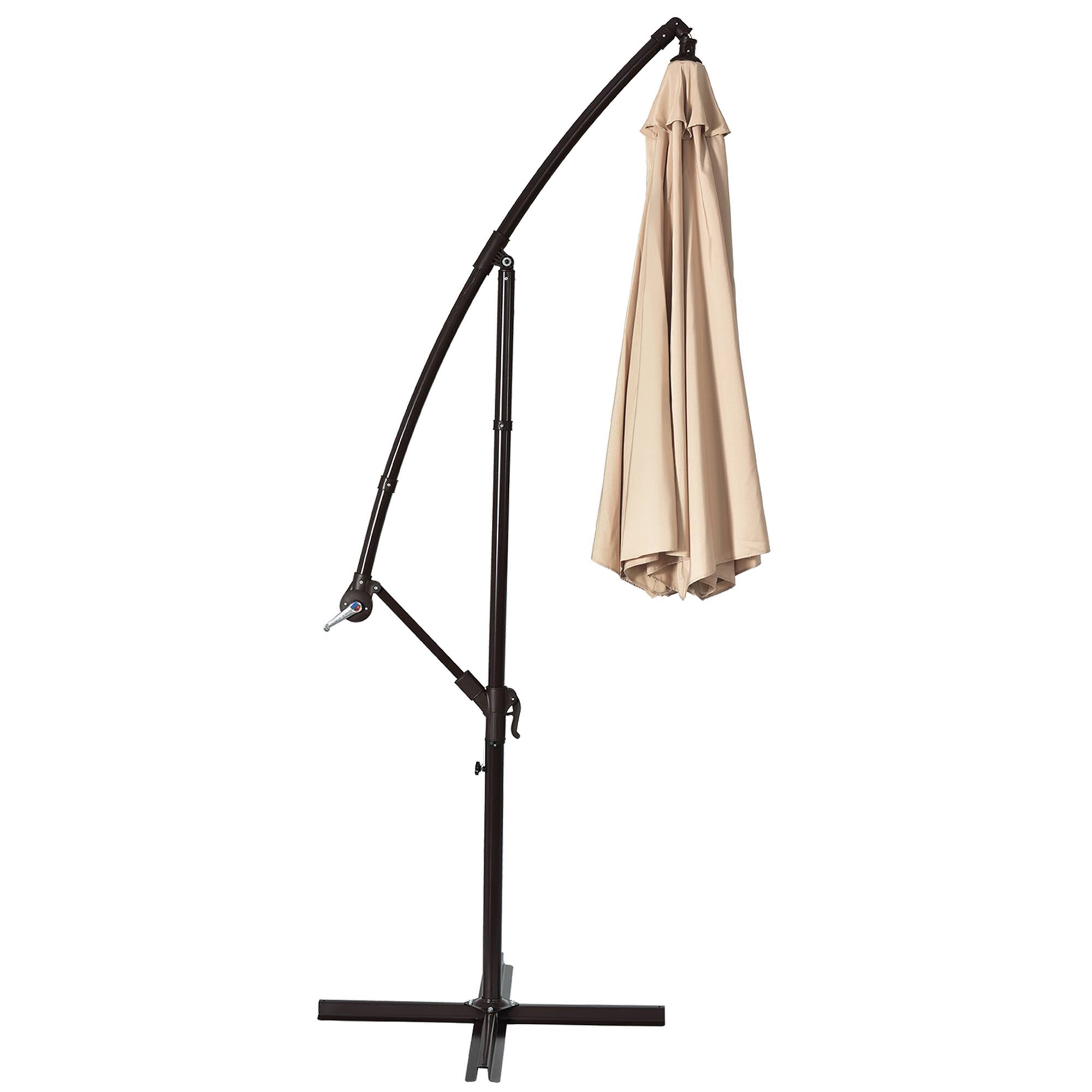 Alt View 4. Gymax - Gymax 10 ft Patio Cantilever Offset Umbrella Yard Garden Outdoor w/ 8 Ribs Beige - Beige.