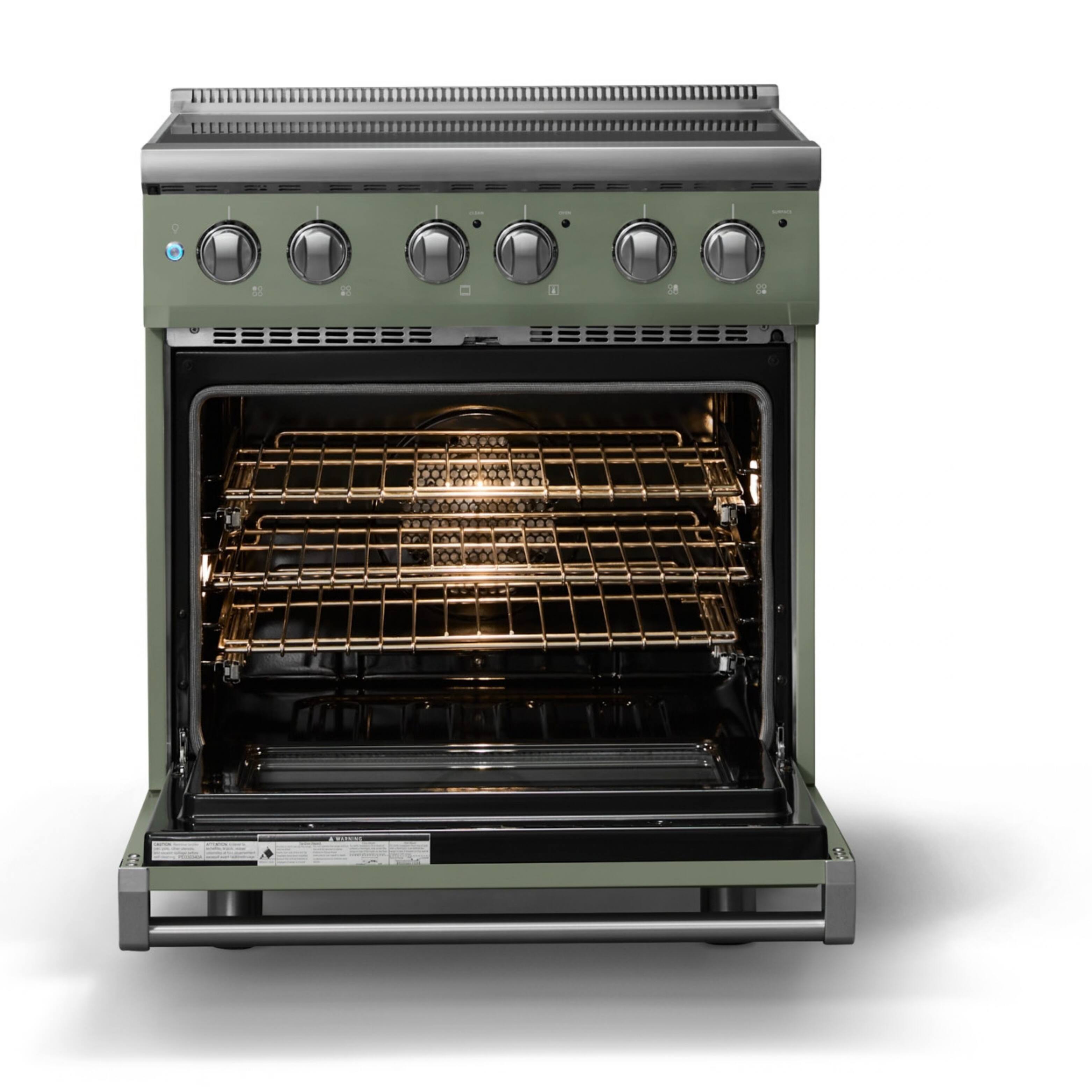 Alt View 2. Viking - 30"W. Pro5S 4.7 Cu. Ft. Freestanding 4 Element  Electric Convection Range - Eucalyptus - Eucalyptus.