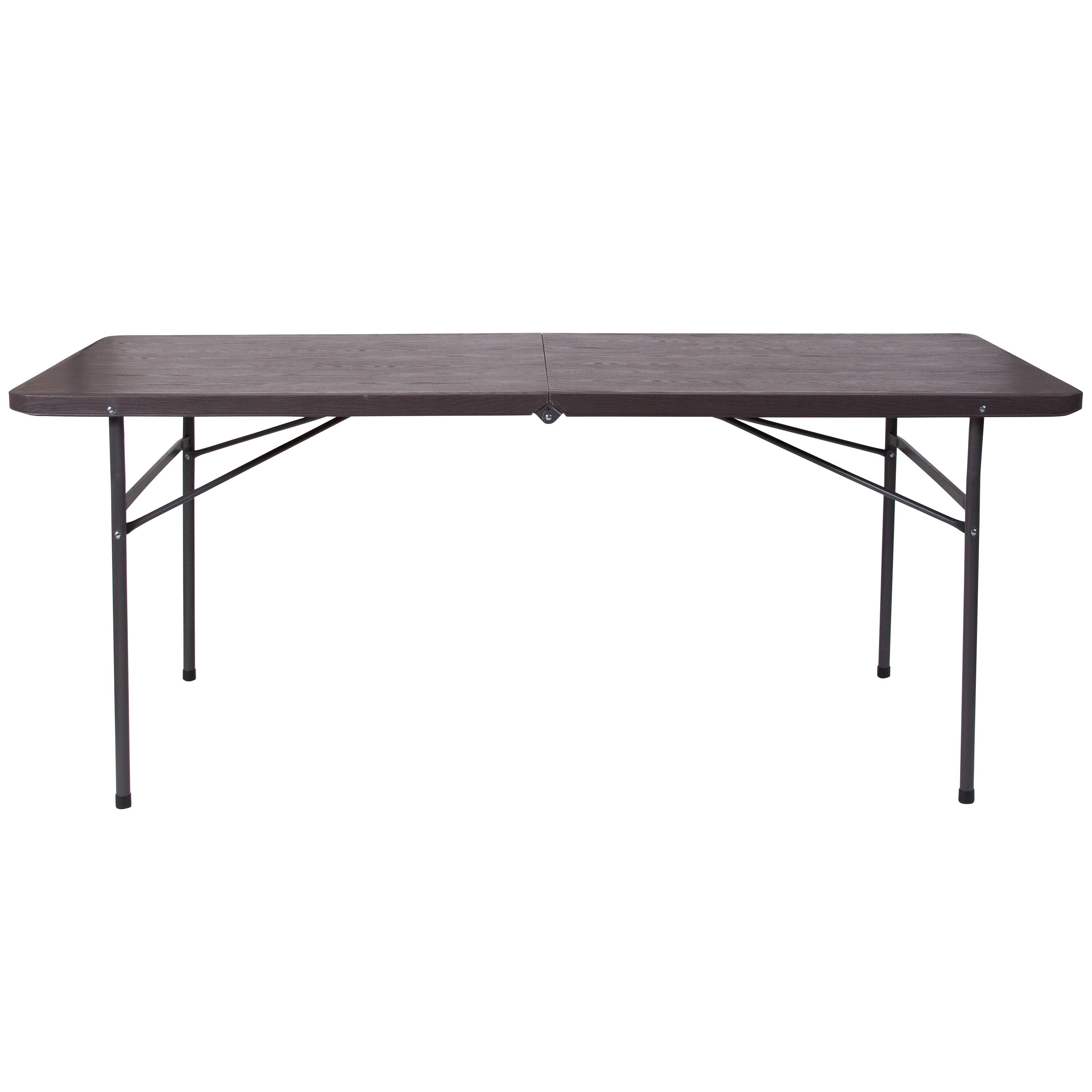 Alt View 11. Alamont Home - 6-Foot Bi-Fold Plastic Banquet and Event Folding Table with Carrying Handle - Brown.