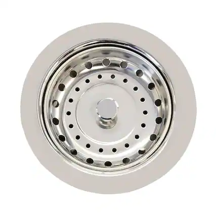 Front. Whitehaus - 3 1/2" Basket strainer with lift stopper - Silver.
